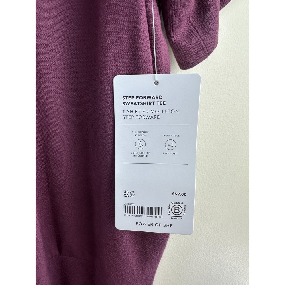 NEW Athleta Step Forward Sweatshirt Tee Aubergine Purple V-Neck Plus Size 2X - Picture 8 of 11